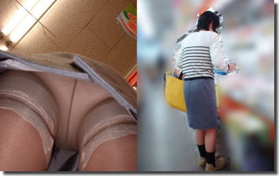 中高年のガードルパンチラ！熟女・人妻の逆さ撮りエロ画像 ②