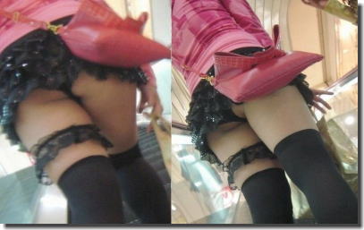 斜め上のパンツに見惚れるエスカレーターパンチラ画像集 ③