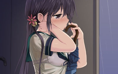 雨に濡れた透けブラJKの二次元エロ画像 ③