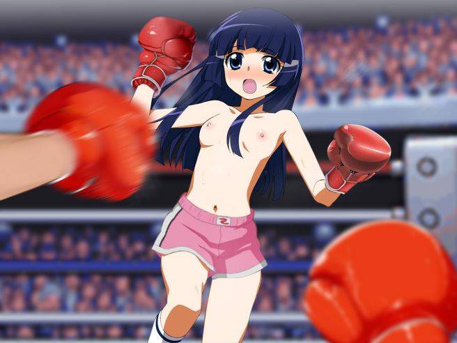 女ボクサーがおっぱい出してボクシングしてる二次元エロ画像