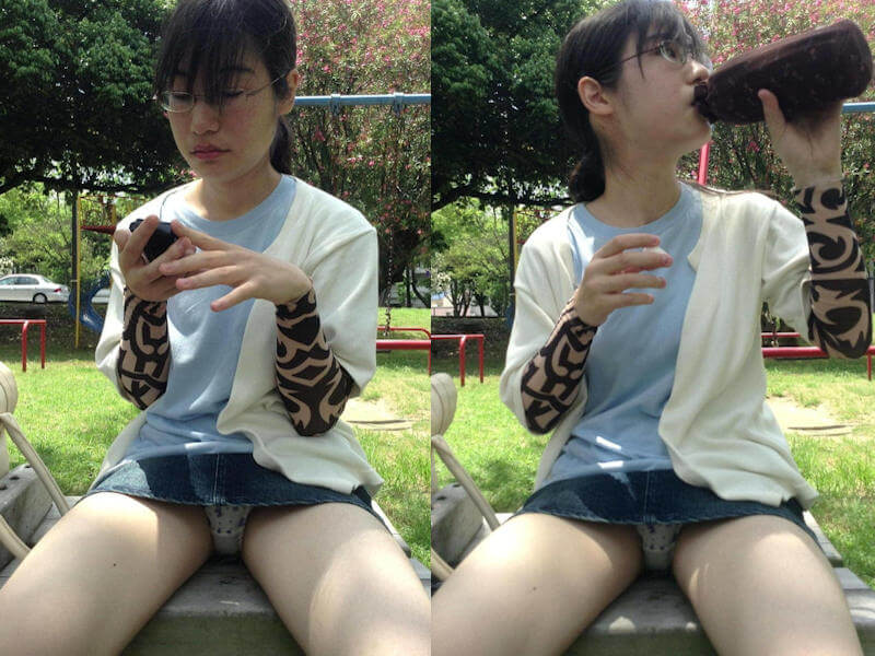 街撮り・座りパンチラ画像