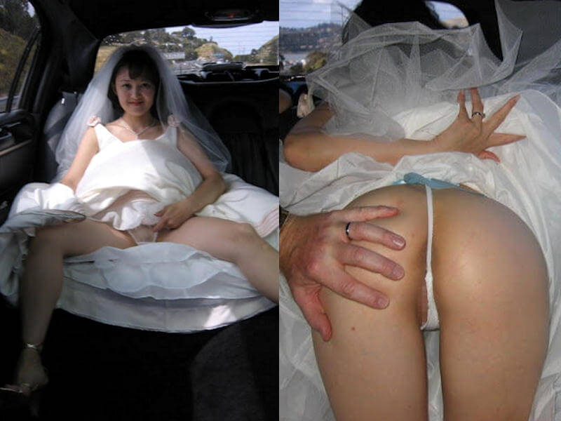 ブライダルカー（花嫁タクシー）の車内露出エロ画像 