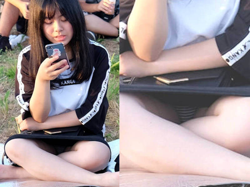 スカートのあぐらはパンチラするエロ画像 