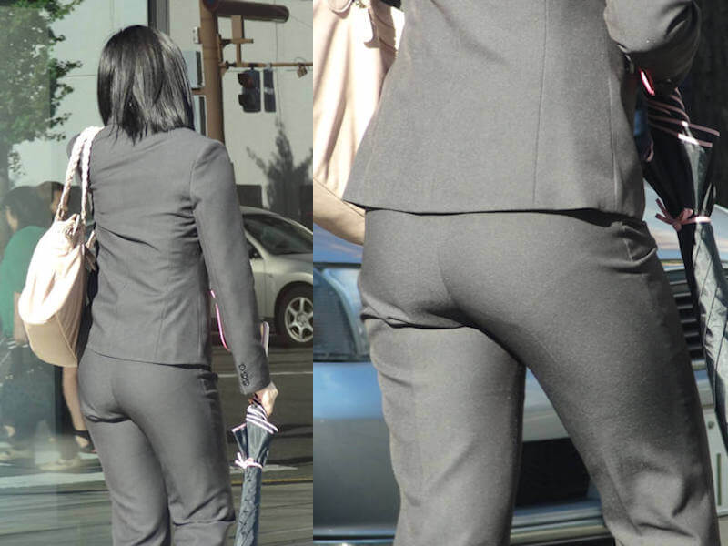 パンツスーツでお尻くっきりなエロ画像